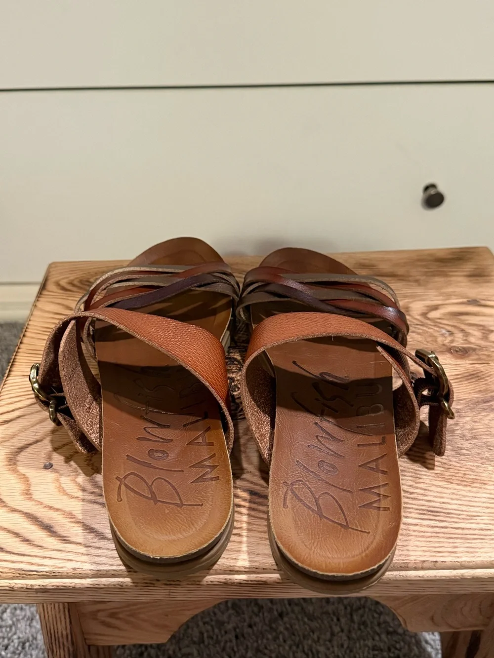 Blowfish Braided Multi-Band Brown Slide Sandals